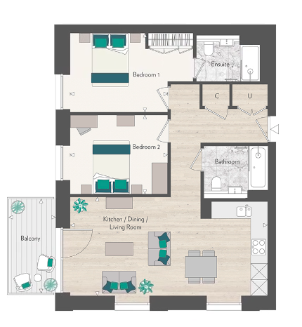 Floor plan view of Grand Union Floorplan