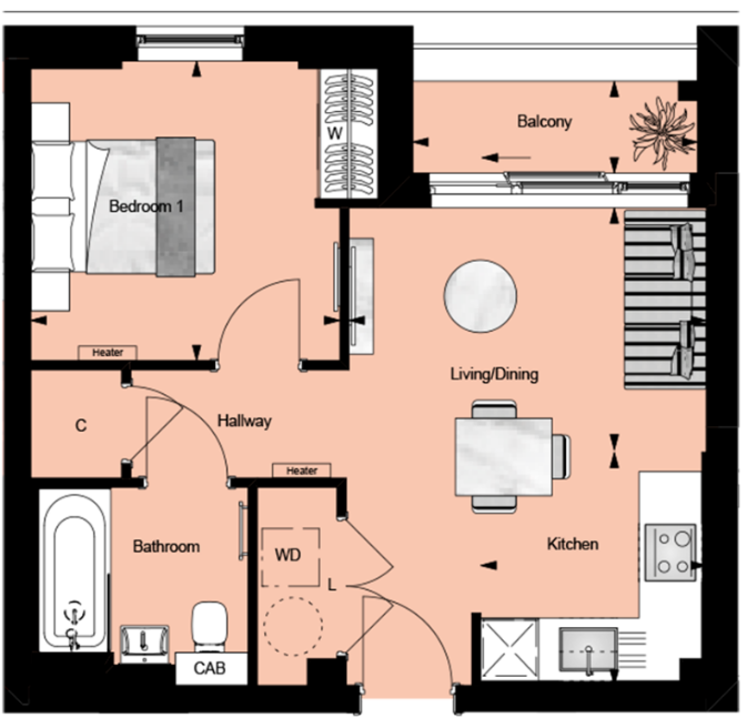 Floor plan view of Horlicks Quarter Floorplan