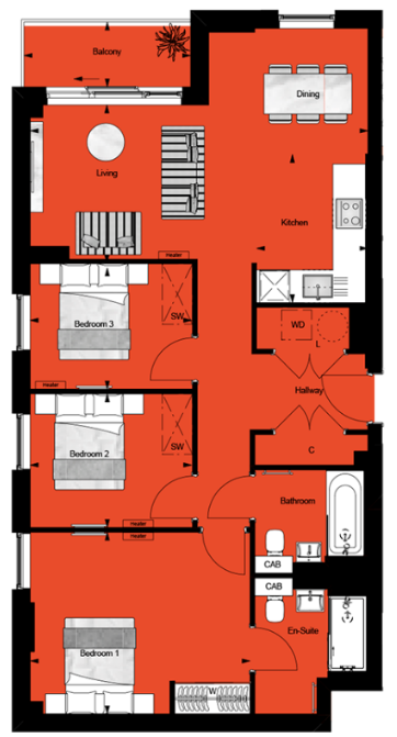 Floor plan view of Horlicks Quarter Floorplan