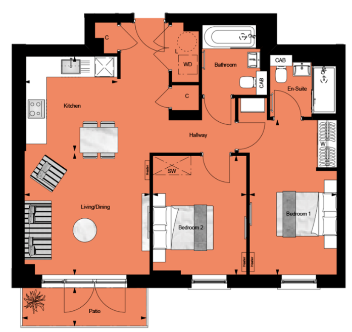 Floor plan view of Horlicks Quarter Floorplan