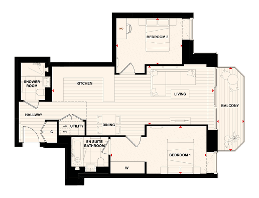 Floor plan view of Royal Arsenal Riverside Floorplan