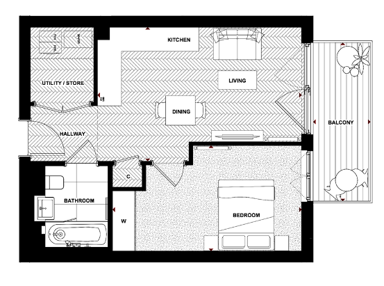 Floor plan view of Royal Arsenal Riverside Floorplan