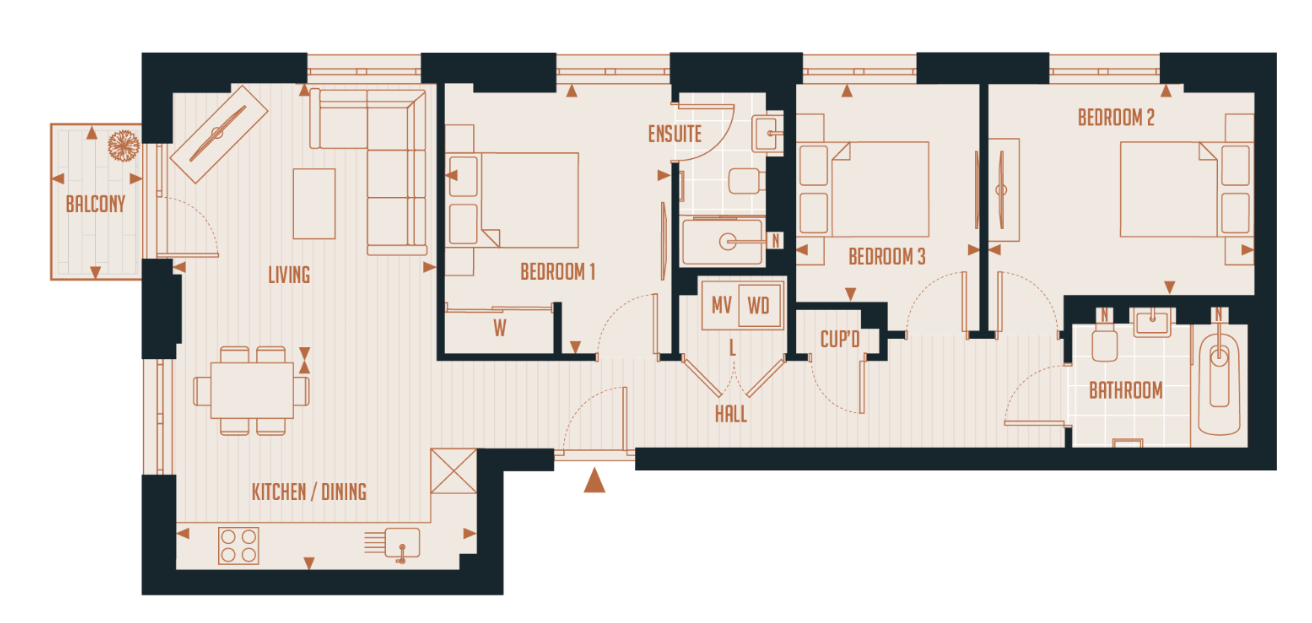 Floor plan view of Reading Riverworks Floorplan