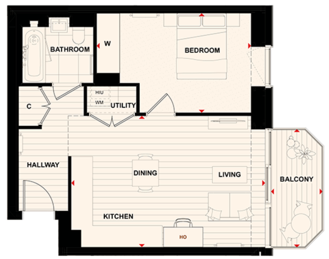 Floor plan view of Royal Arsenal Riverside Floorplan