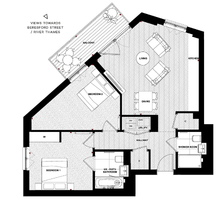 Floor plan view of Royal Arsenal Riverside Floorplan