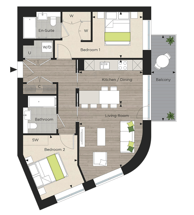 Floor plan view of The Green Quarter Floorplan