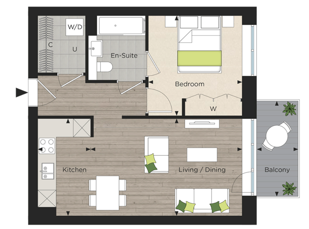 Floor plan view of The Green Quarter Floorplan