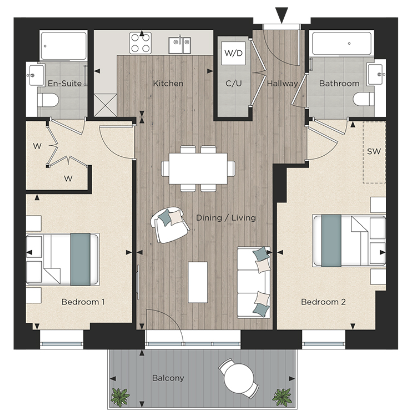 Floor plan view of The Green Quarter Floorplan