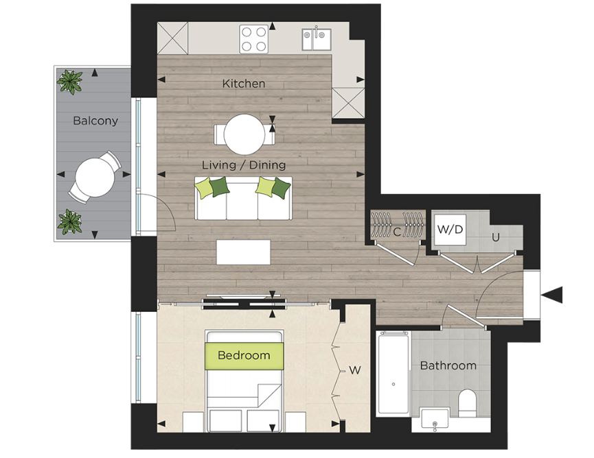 Floor plan view of The Green Quarter Floorplan