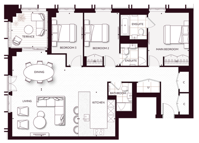Floor plan view of TwelveTrees Park Floorplan