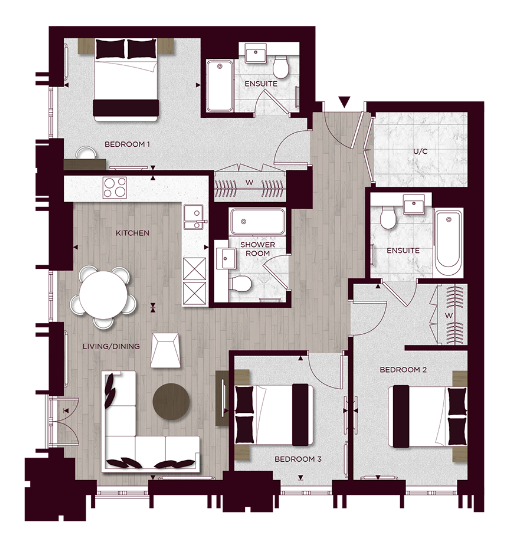 Floor plan view of TwelveTrees Park Floorplan