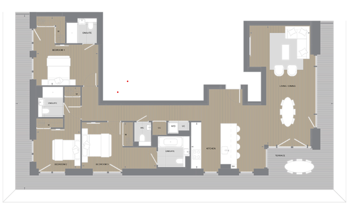 Floor plan view of White City Living Floorplan