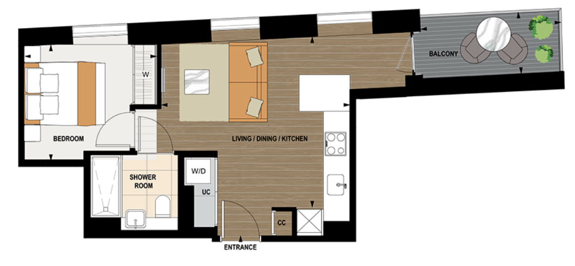 Floor plan view of White City Living Floorplan