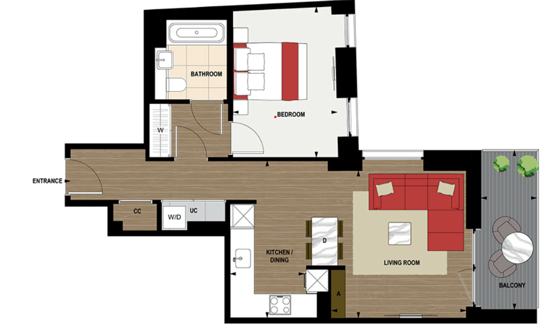 Floor plan view of White City Living Floorplan