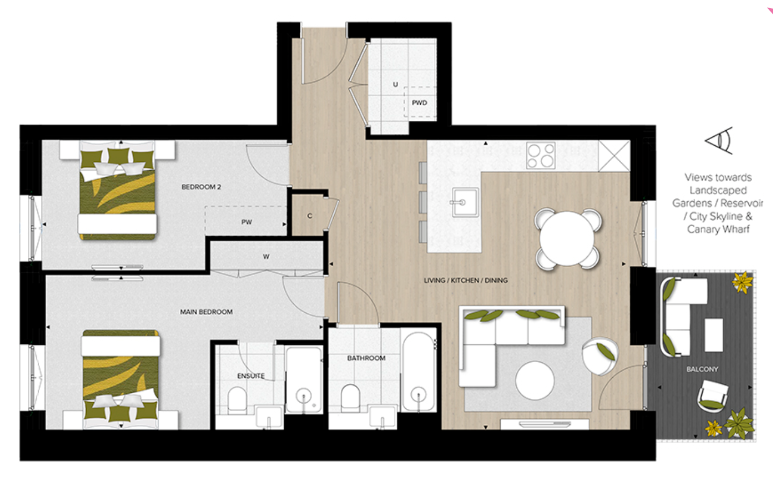 Floor plan view of Woodberry Down Floorplan